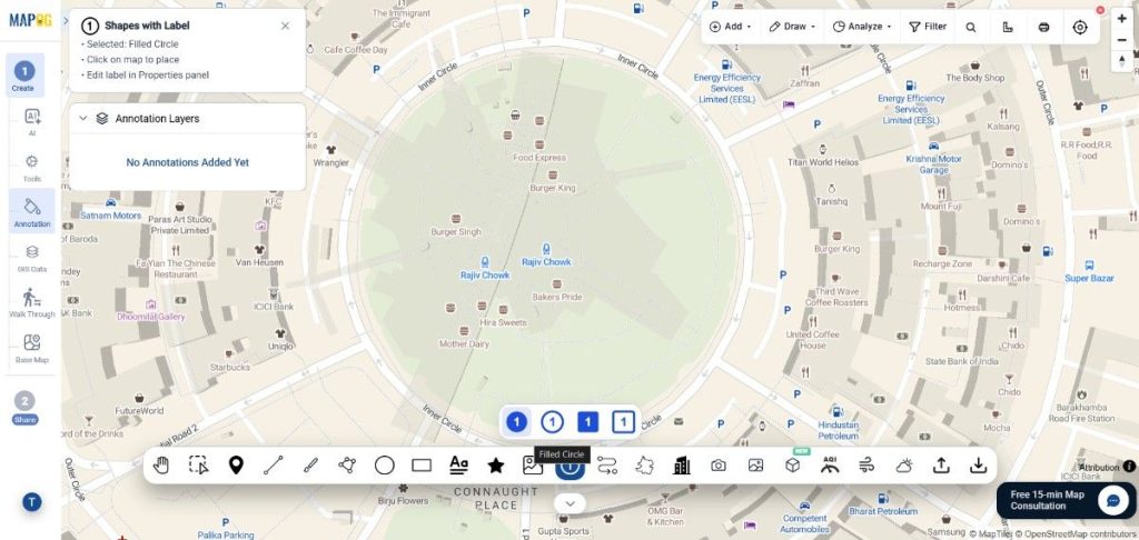 Using the “Shapes with Label” from the annotation toolbar and choosing a suitable shape.