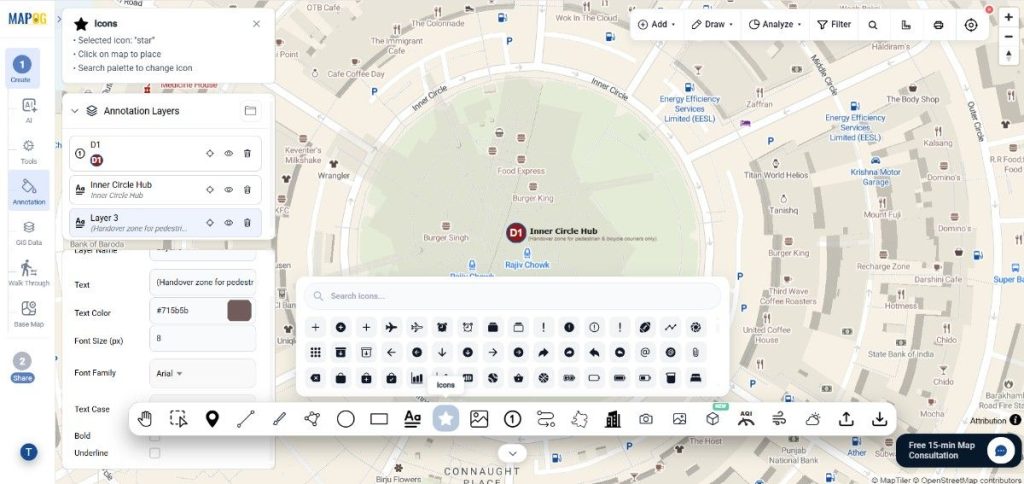 Adding suitable icons on the dashboard