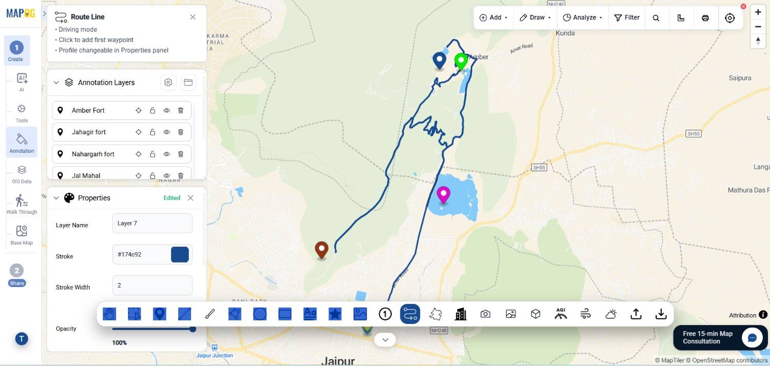 Screenshot2026-06-2314305 Choose the route option to mark a route between the points