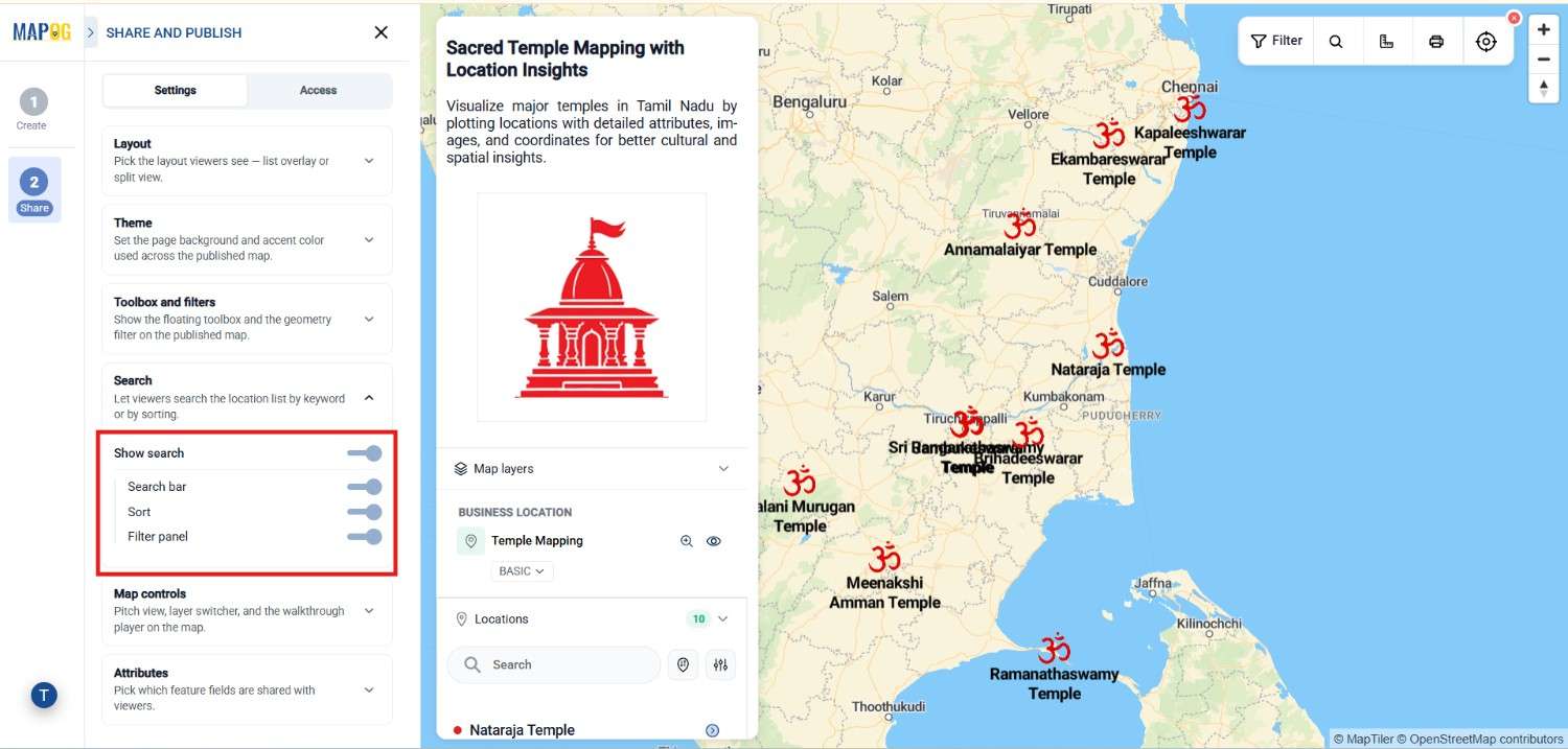 Screenshot2026-06-2516203 show search panel sort and filter panel while sharing Interactive maps