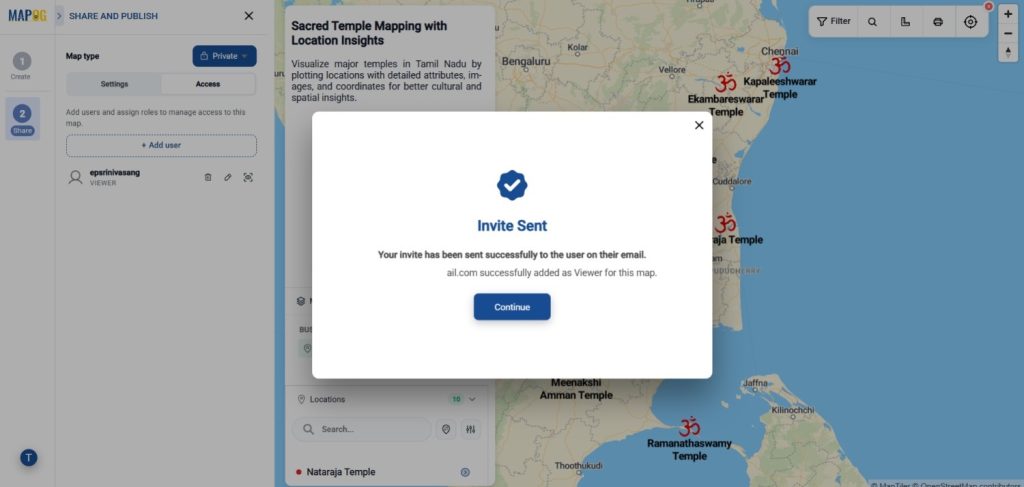 send invite to Share Interactive Maps with Visitors