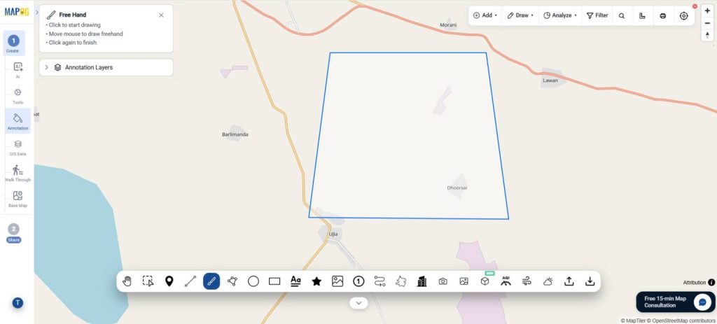 Add campus boundary using freehand pen tool