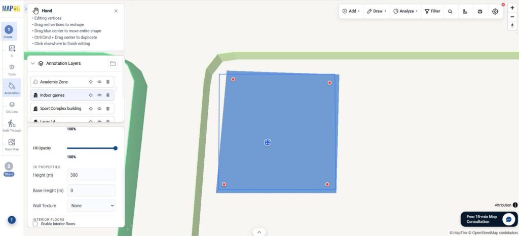 Customise height and colour of the 3D building