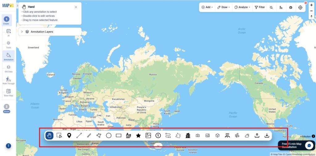 annotation in tools bar for 3D Building Footprints