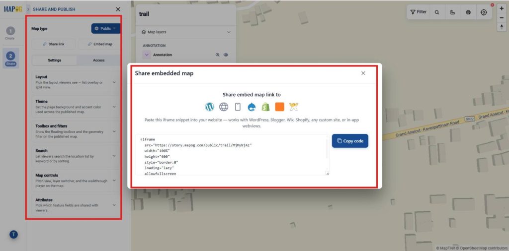 Preview & Share to publish your map