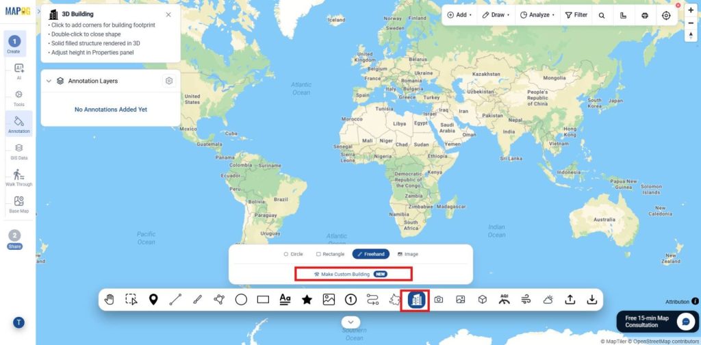 Annotation move to the 3D boundary for 3D Building Footprints