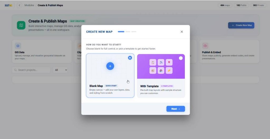 selecting blank map canvas on MAPOG