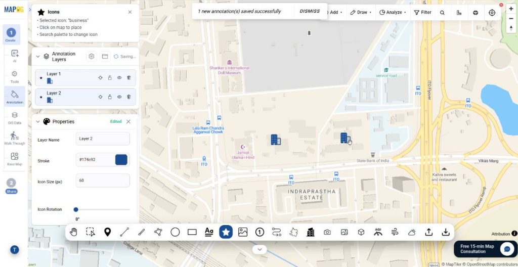 placing custom icons onto the blank map canvas