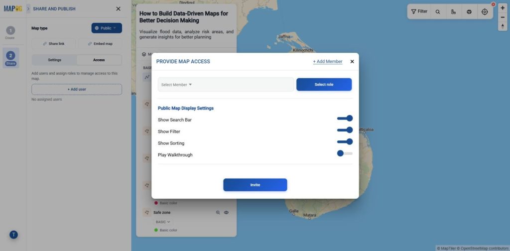 Provide map access by adding users