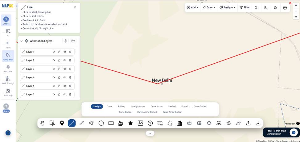 MAPOG, straight line annotation tool