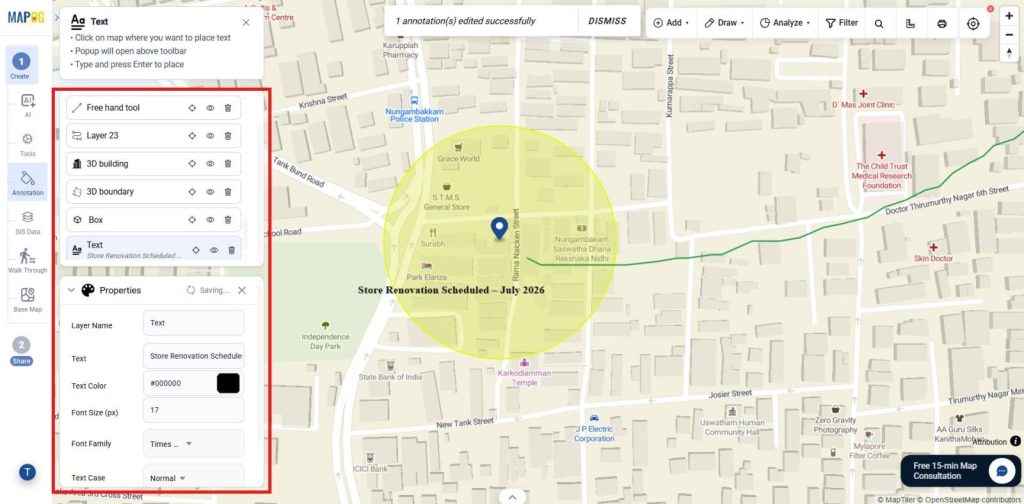 retail store location using the text