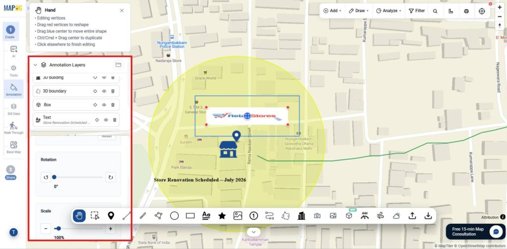 retail brand logo image as the map marker 