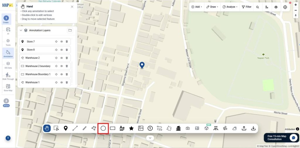 Circle tool in MAPOg Annotation tool