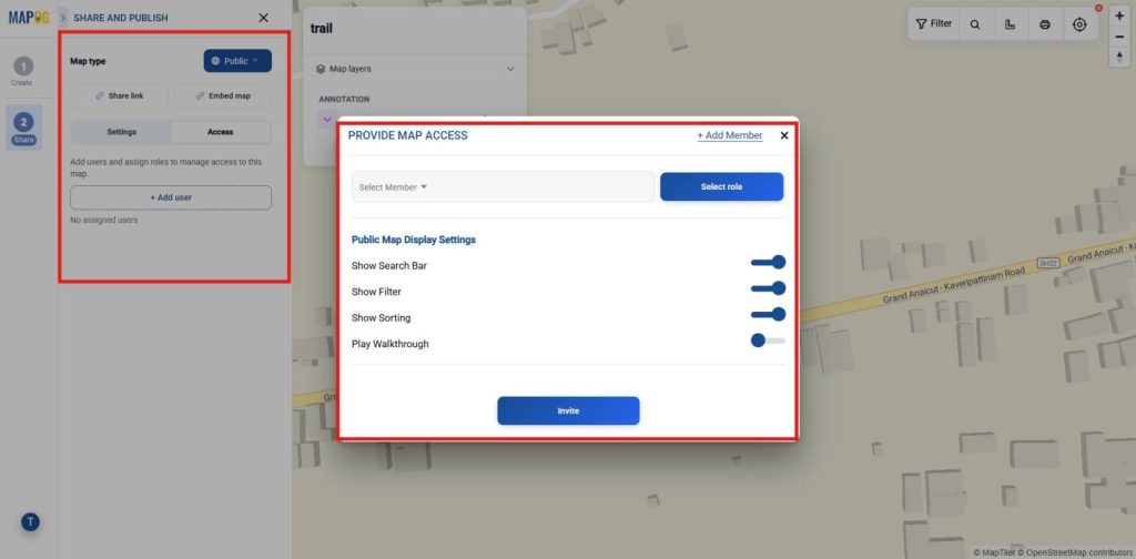 Provide map access by adding users