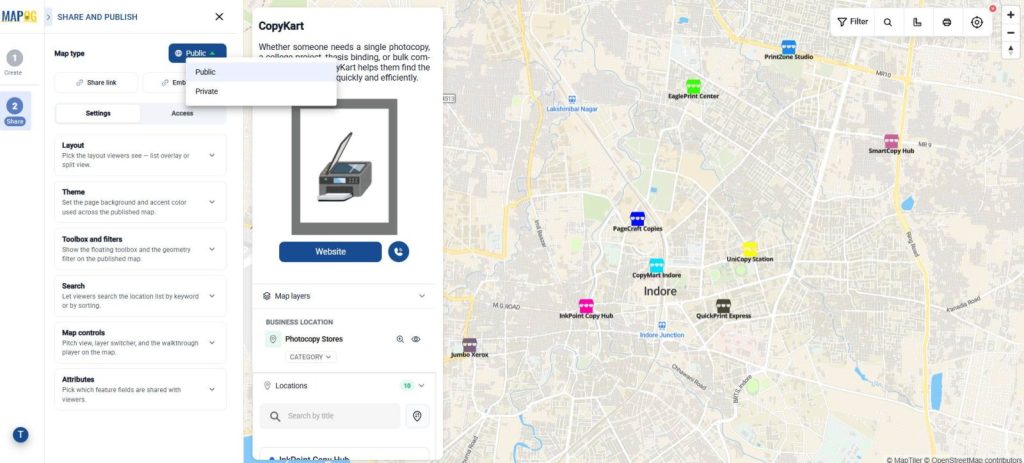 Share map Publicly