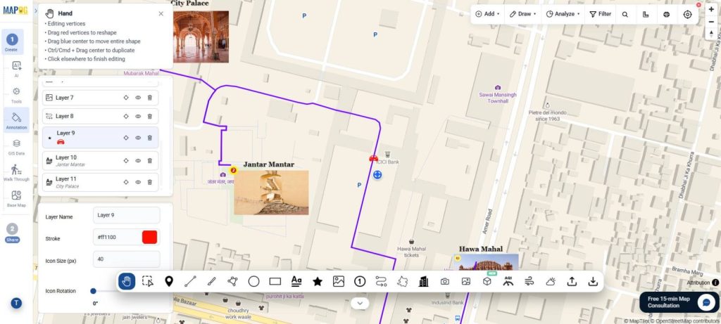 Editing properties of Route
