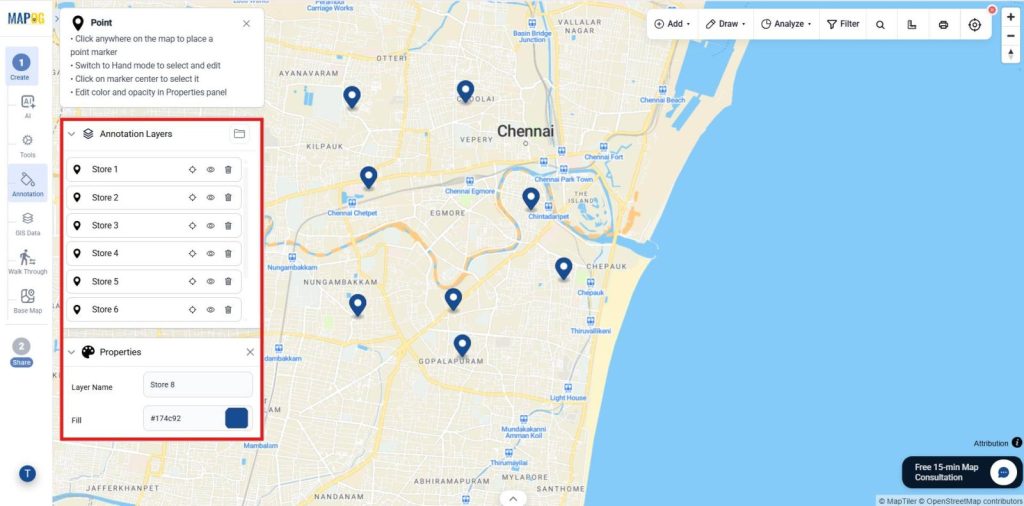 store locations across a city 