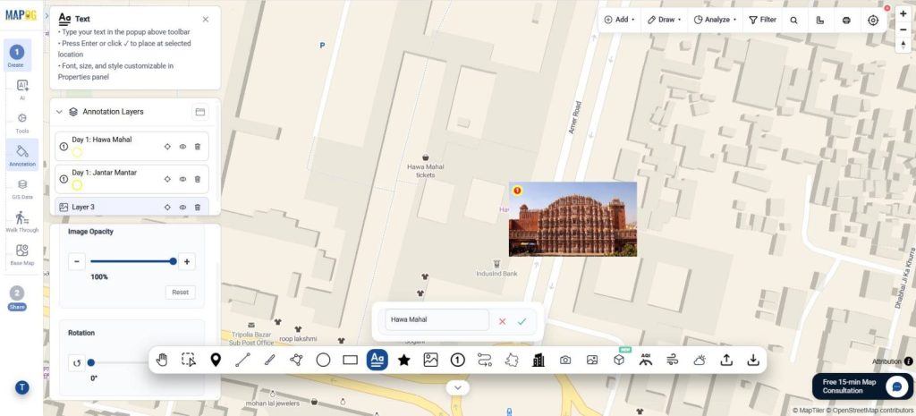 Adding text Travel photo Map