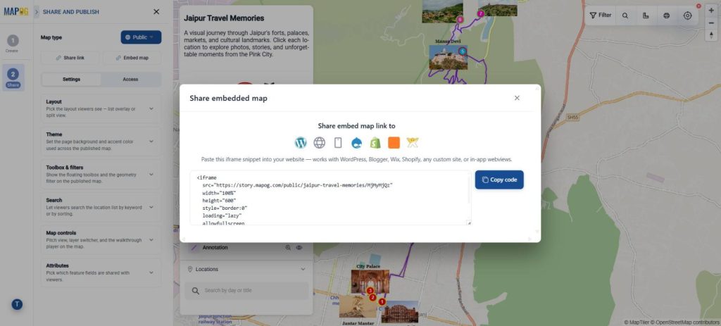 Embedded links to websites