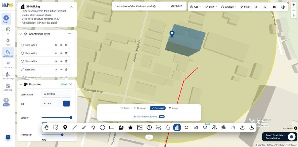 3D building structures for visualizing layout