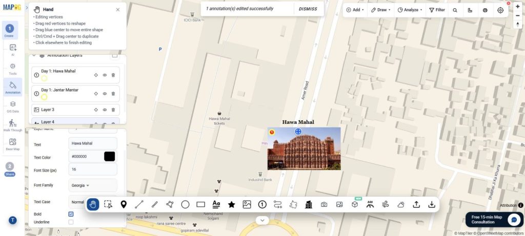 Resizing text of Travel photo Map