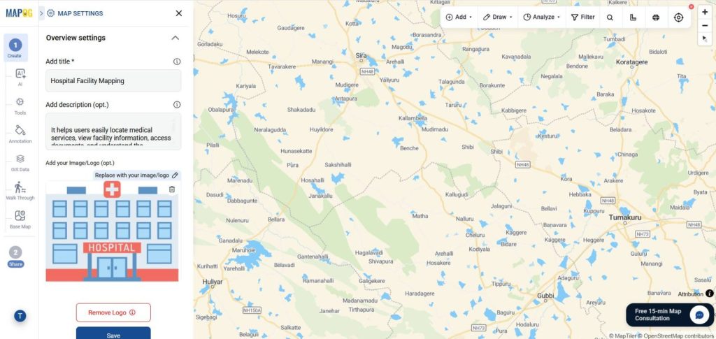 Configure Map Settings and upload image for attaching PDFs
