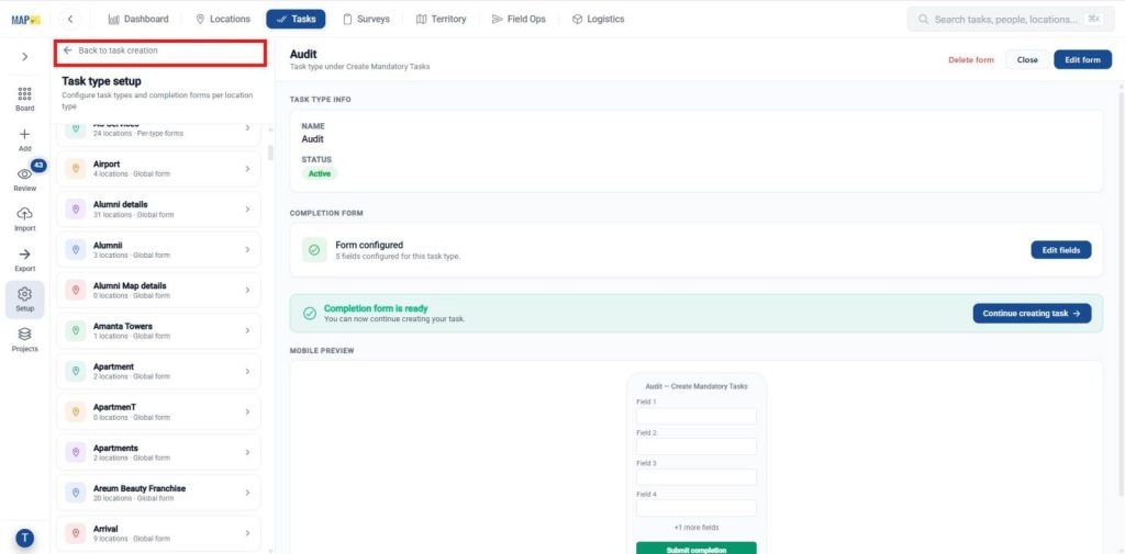 task management page