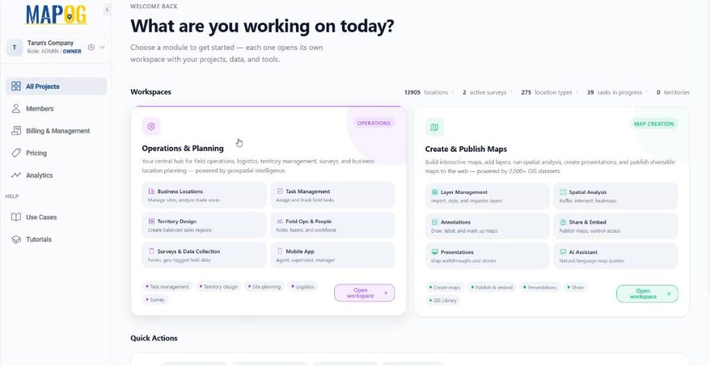 MAPOG dashboard