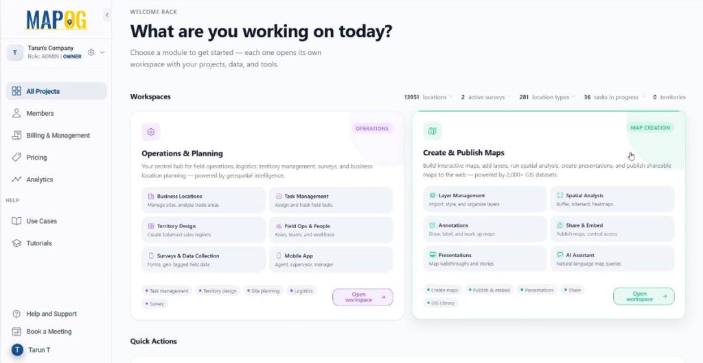 MAPOG dashboard