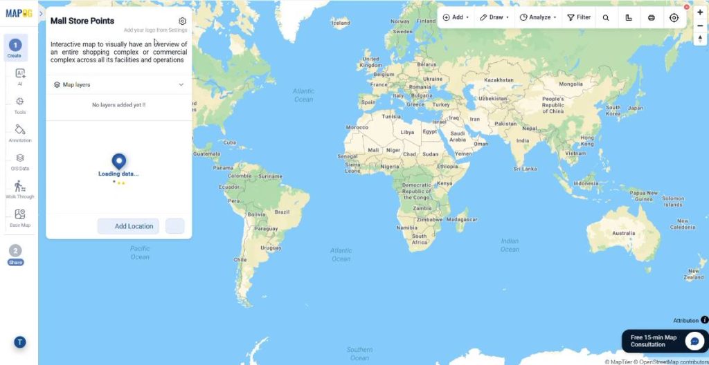 blank map with pre-customizations of interactive store mapper template