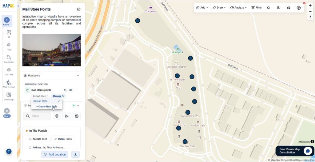 creating a new style from style manager to make our multi store map more interactive