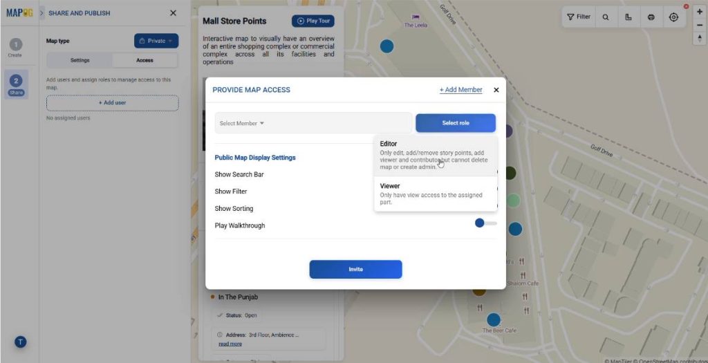 how to share our interactive store map privately