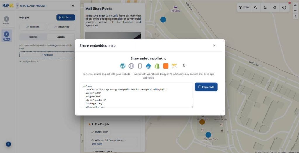 how to share our interactive map publicly