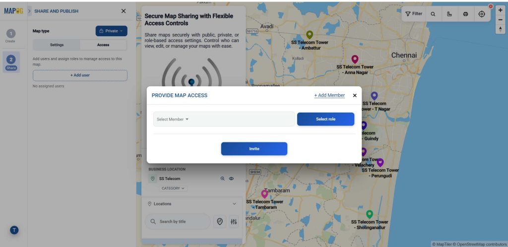 select Add User, then click Add Member for Secure Map Sharing for Organizations