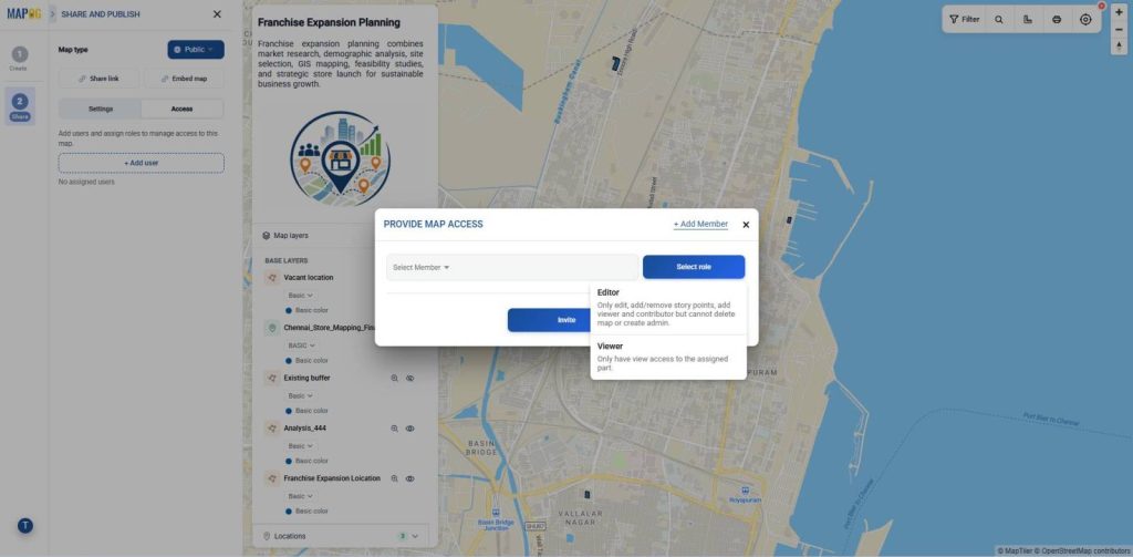Provide map access by adding users
