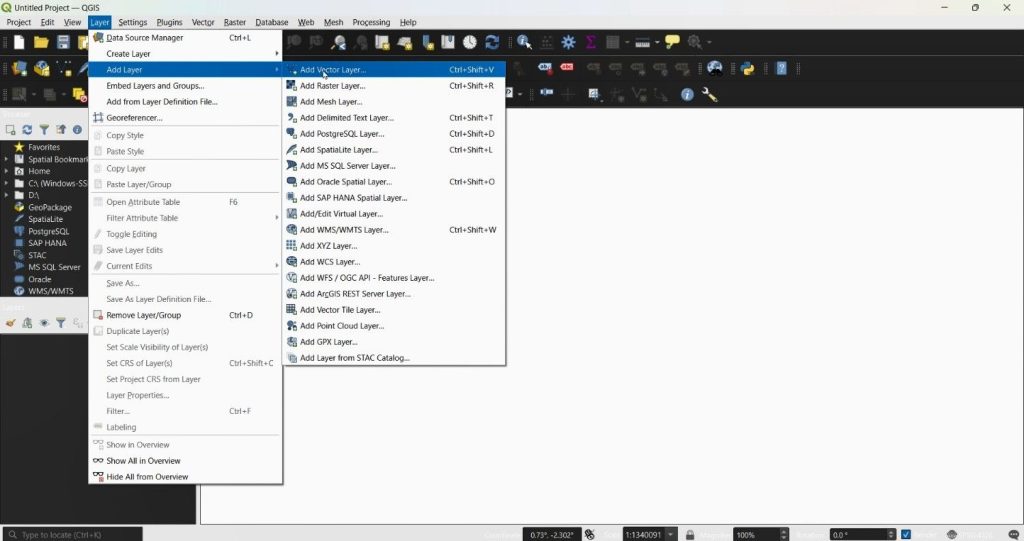 Add vector layer in QGIS
