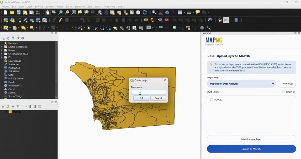 create new layer to share qgis project