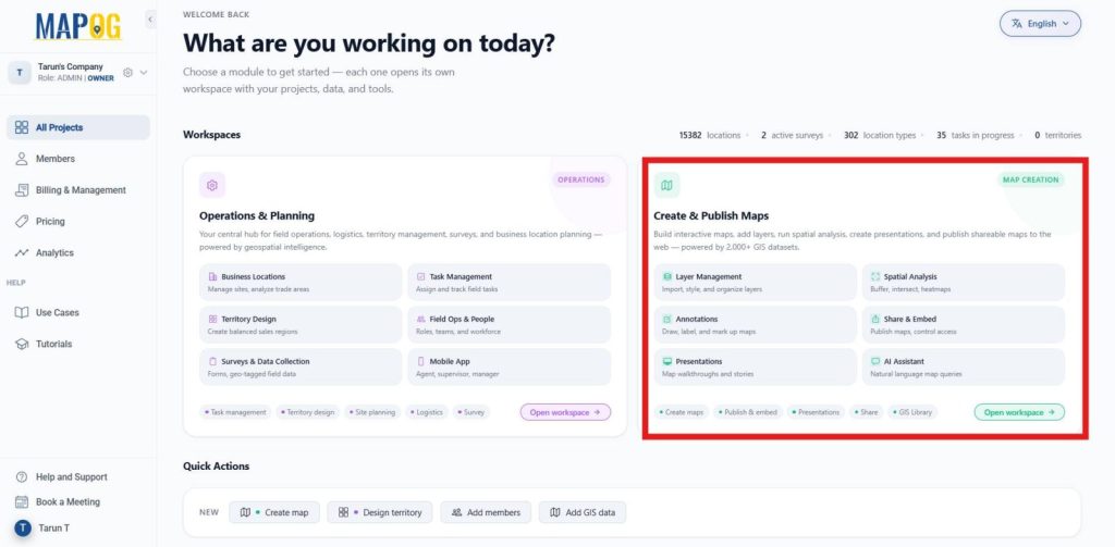 select Creating and Publish Map