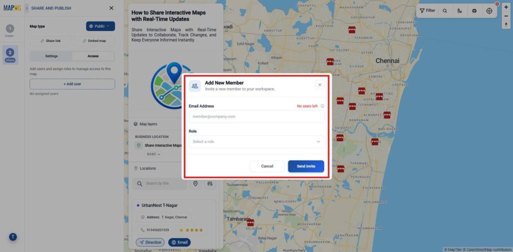 send the invitation to grant map access