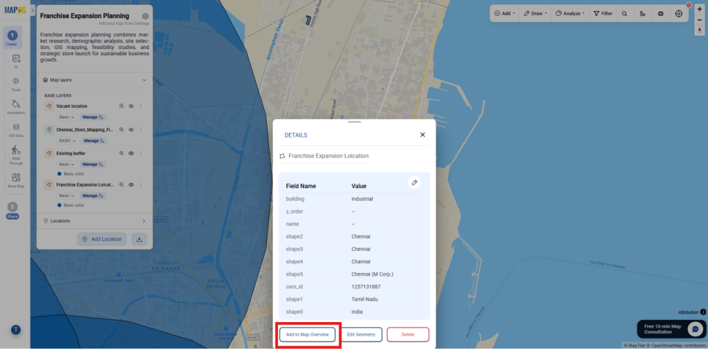 Add the details of the locations