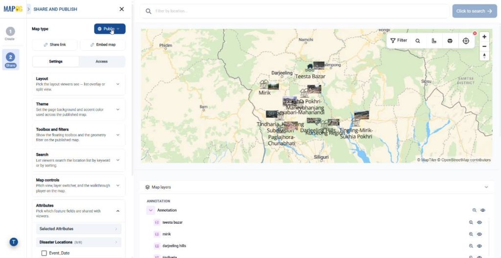 fixing the sharing option to public of our MAPOG shareable map