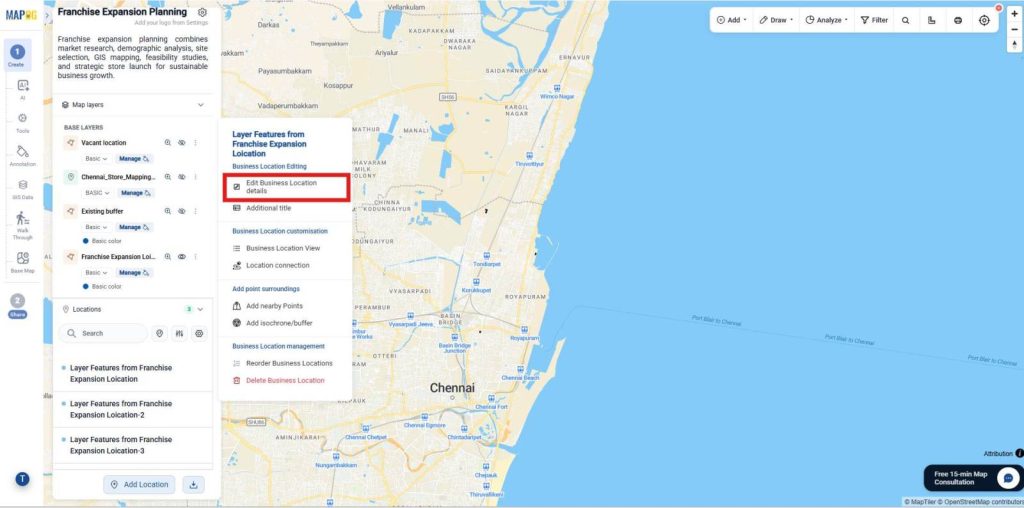 Now, right click by Franchise Expansion Planning
