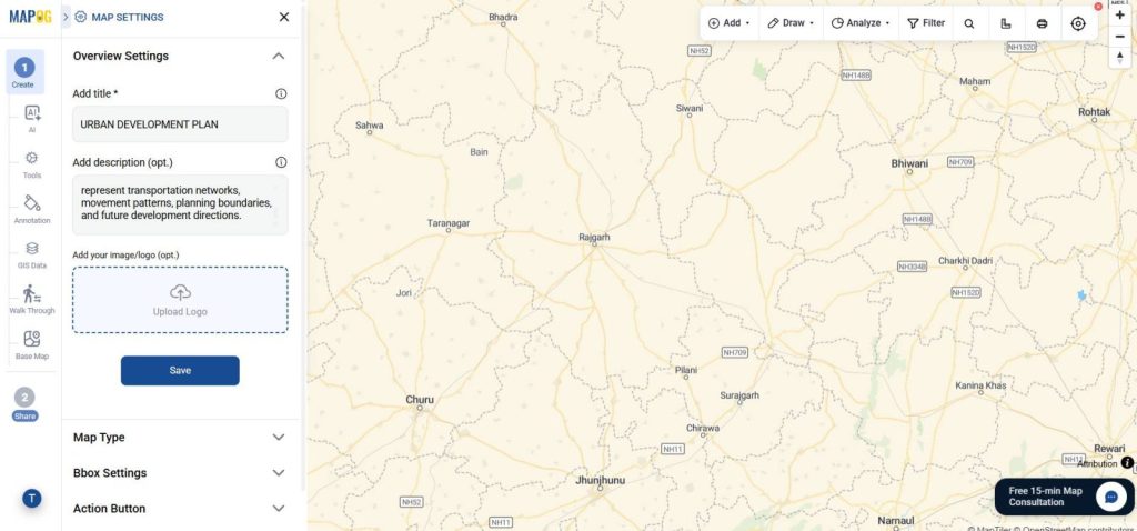 upload logo from map settings