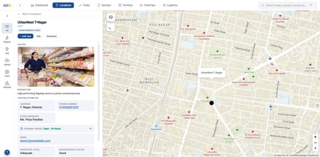 Open the Location dashboard for Real-Time Updates