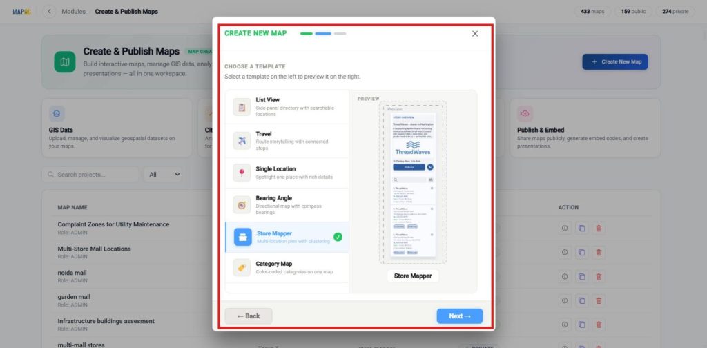 Choose a map template  for Real-Time Updates
