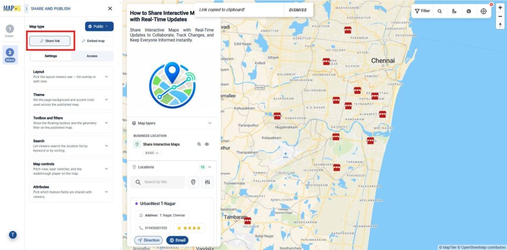 Share Link to send your map 