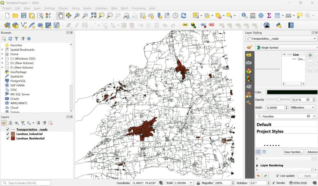 Open QGIS and create a new project
