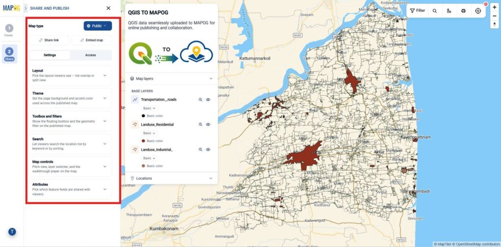 Preview & Share by Publish QGIS Maps Online