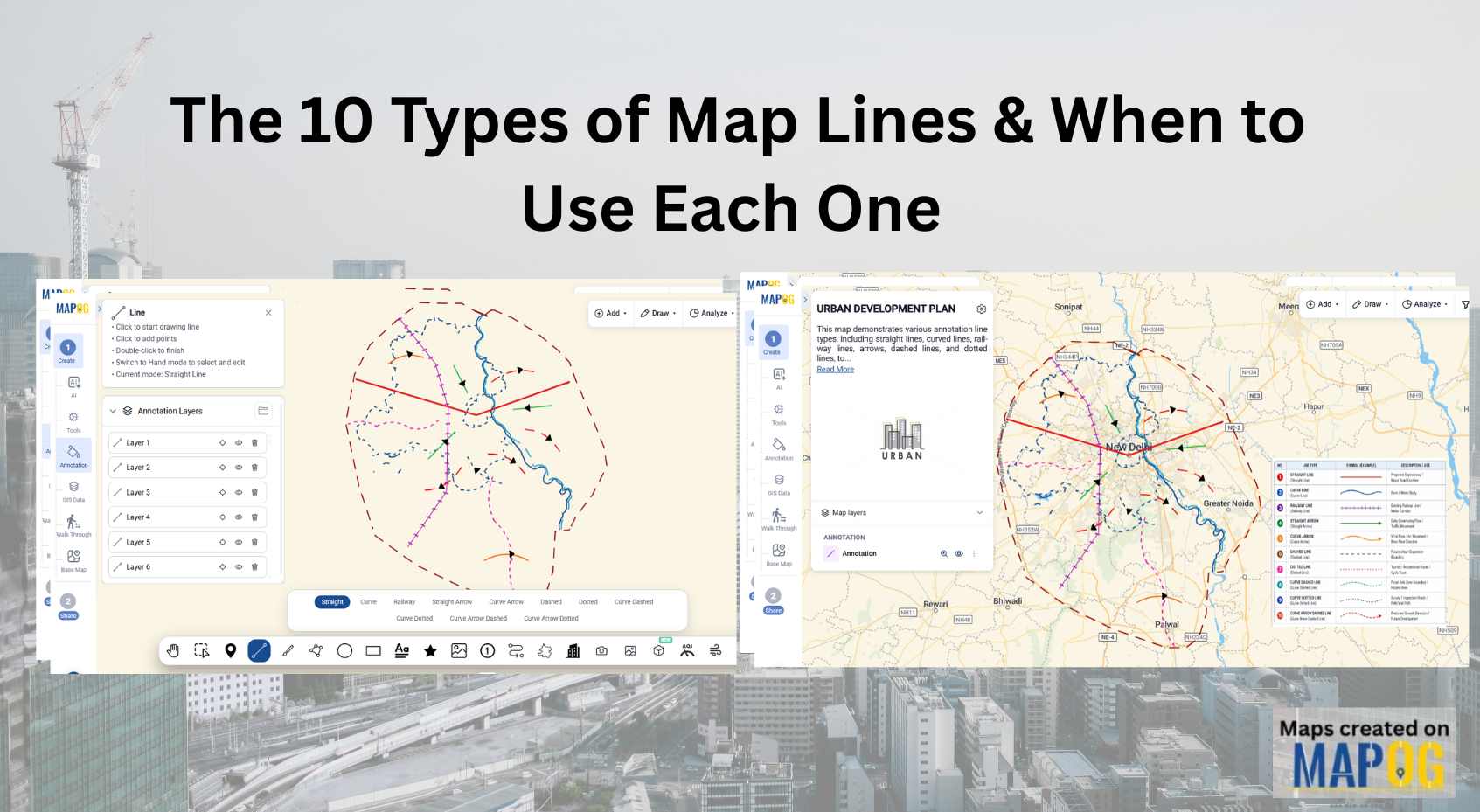 10 types of map lines created using annotation tool