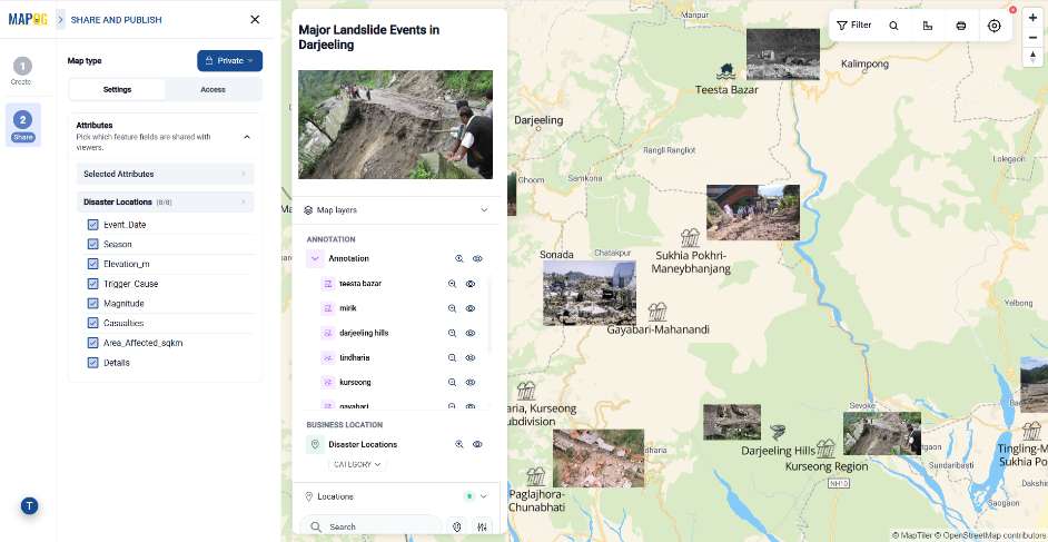 Private sharing option of MAPOG map explained